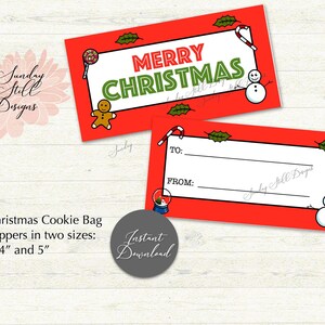 Christmas Cookie / Loot Bag Toppers (4&quot; and 5&quot; )