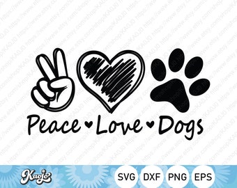 Download Dog Mom Svg Png Dxf Eps Cricut Quote Silhouette Peace Love Dog Art Collectibles Digital Tripod Ee