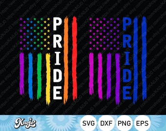LGBTQ Pride American Flag Svg, Gay Awareness Svg, Bisexual Pride Svg, LGBTQ Pride Svg, Instant Download, Svg Files For Cricut, Silhouette