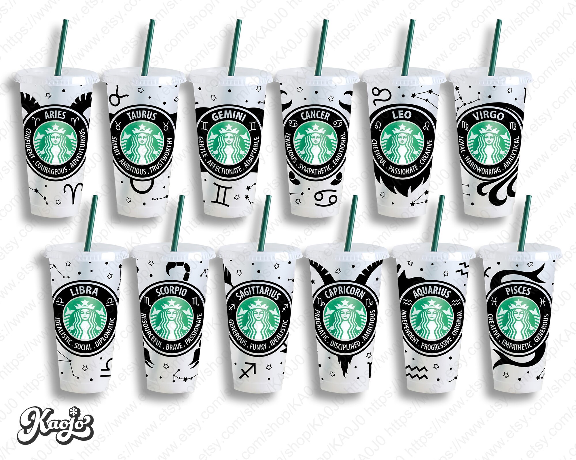 Starbucks Zodiac Wrap Svg Bundle 12 Zodiac Signs Starbucks Etsy Australia