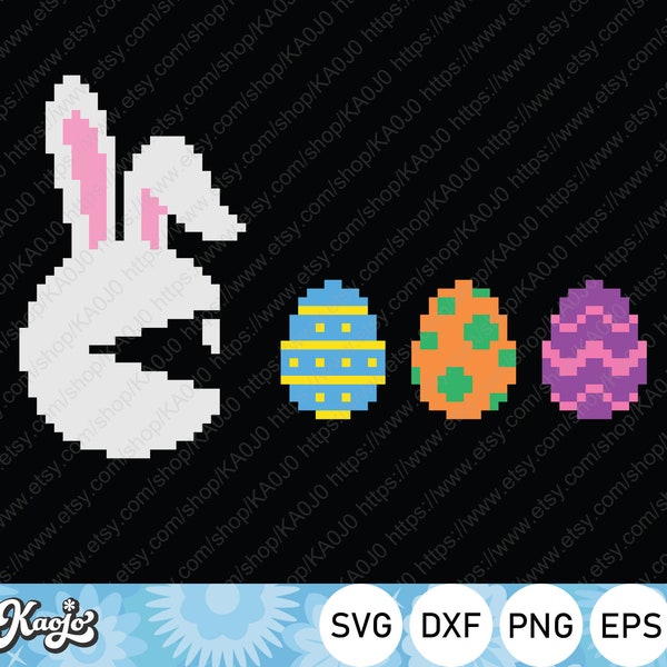 Easter Retro Gaming Svg, Bunny Hunt Easter Eggs Svg, Classic 8-bit Games Svg Instant Download, svg, dxf, png, eps file, Printing, Cricut