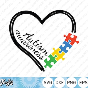 Autism Heart SVG, Autism Awareness SVG, Puzzle Pieces Heart SVG, Instant Download, Svg Files For Cricut, Silhouette