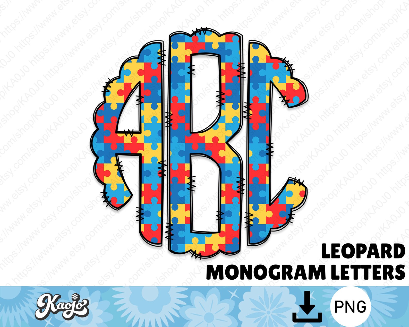 Autism Doodle Monogram Letter PNG, Colorful Puzzle Pieces Alphabet With ...