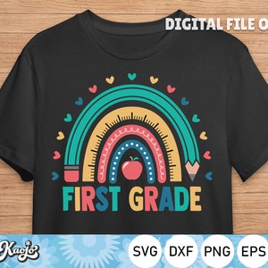 First Grade Rainbow Svg, First Day of School Svg, Back to School Svg ...