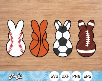 Easter Sports Bundle Svg, Sport Ball  Easter Peeps Svg, Funny Sport Bunny Svg Instant Download, svg, dxf, png, eps file, Printing, Cricut