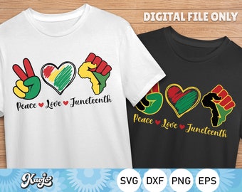 Peace Love Juneteenth Svg, Black Power Svg, Freedom Day Svg, free-ish 1865,  Black History Month Svg, Instant Download, Svg Files For Cricut
