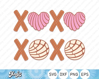 XOXO Svg, Mexican Bread Lover Svg, Concha Heart Valentine Svg, Valentine Pan Dulce Svg, Instant Download, Svg Files For Cricut, Silhouette