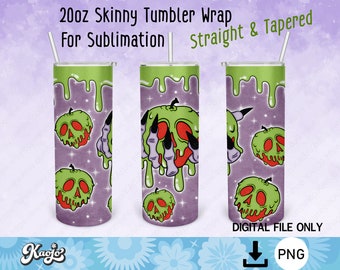 Dripping Poison Apple Sublimation Png, Halloween Witch Hand Tumble, PNG Instant Download, SEAMLESS 20 oz Skinny Tumbler Sublimation Design