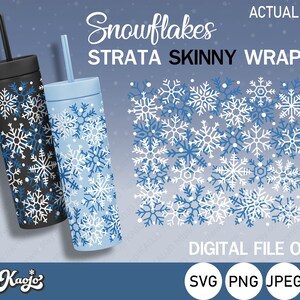 Full Wrap Strata Schneeflocken SVG, Strata Christmas Tumbler SVG, Strata Winter Snow SVG, Full Wrap For Strata Skinny Cup, Cricut, Silhouette