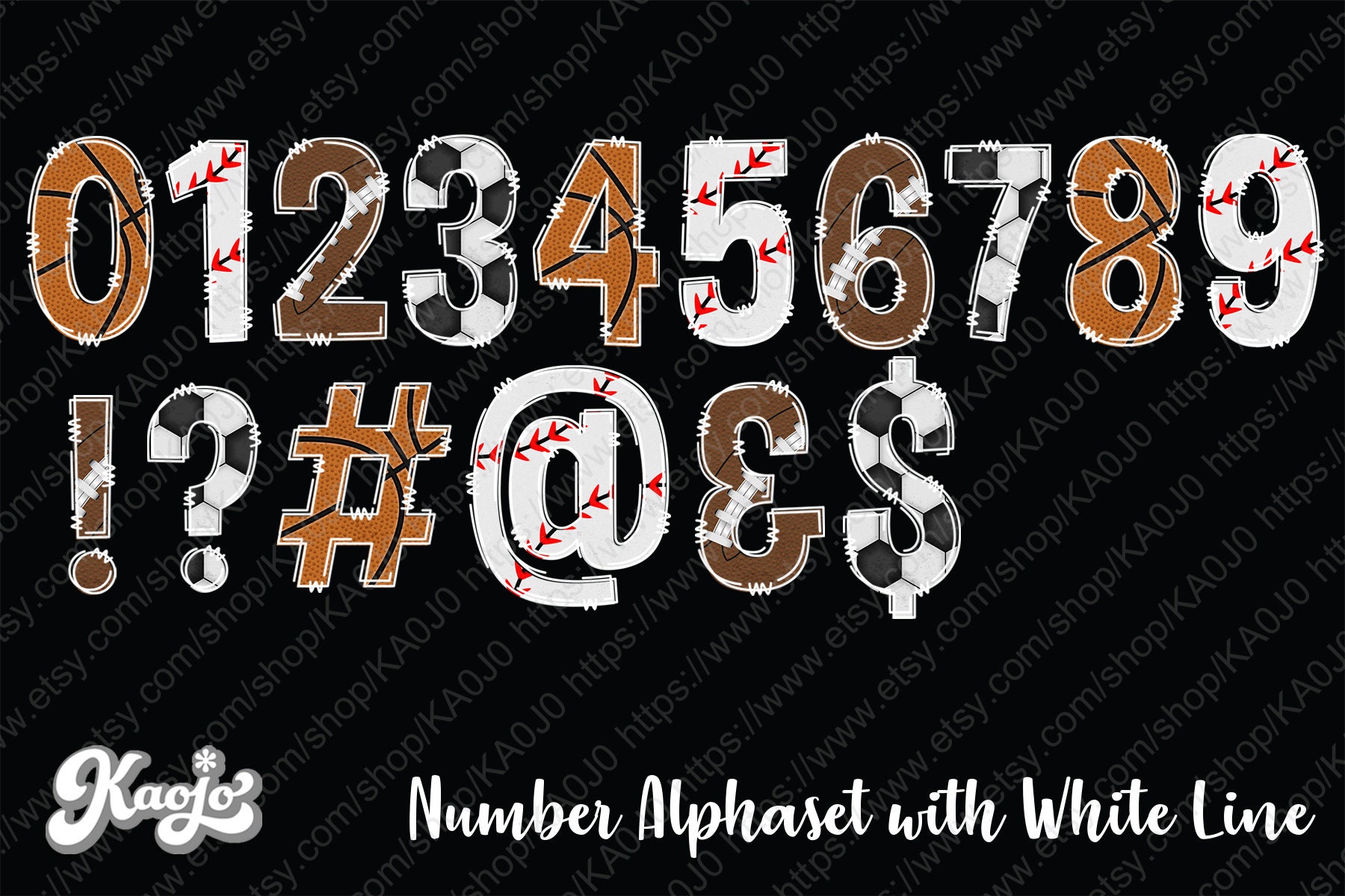 Sport Ball Doodle Letters PNG Bundle, Basketball, Football Alphabet ...