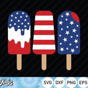 Popsicle American Flag SVG, Patriotic 4th of July Popsicle SVG, American Ice-Cream SVG, Instant Download, Svg Files For Cricut, Silhouette