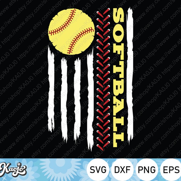 Softball American Flag SVG, Softball mom SVG, Distressed USA Softball Flag Shirt, Instant Download, Svg Files For Cricut, Silhouette