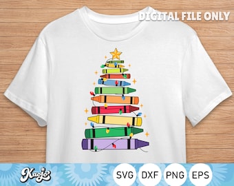 Crayon Tree Light Svg, Teacher Christmas Svg, Christmas Tree Kindergarten Svg, School Christmas Tree, Instant Download, svg Files For Cricut