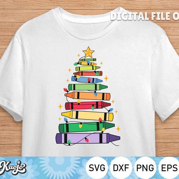 Crayon Tree Light Svg, Teacher Christmas Svg, Christmas Tree Kindergarten Svg, School Christmas Tree, Instant Download, svg Files For Cricut