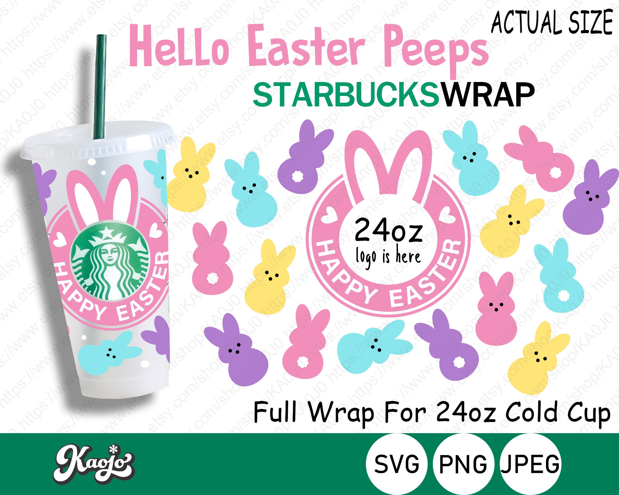 Happy Easter Starbucks Cup SVG Full Wrap Easter Rabbit Peeps | Etsy