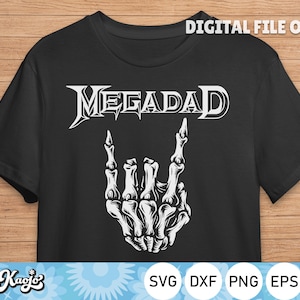 Megadad SVG, beste Papa aller Zeiten, coole Rock & Roll Vatertag SVG, Retro 90er Jahre berühmte Rock Band, Instant Download, SVG-Dateien für Cricut