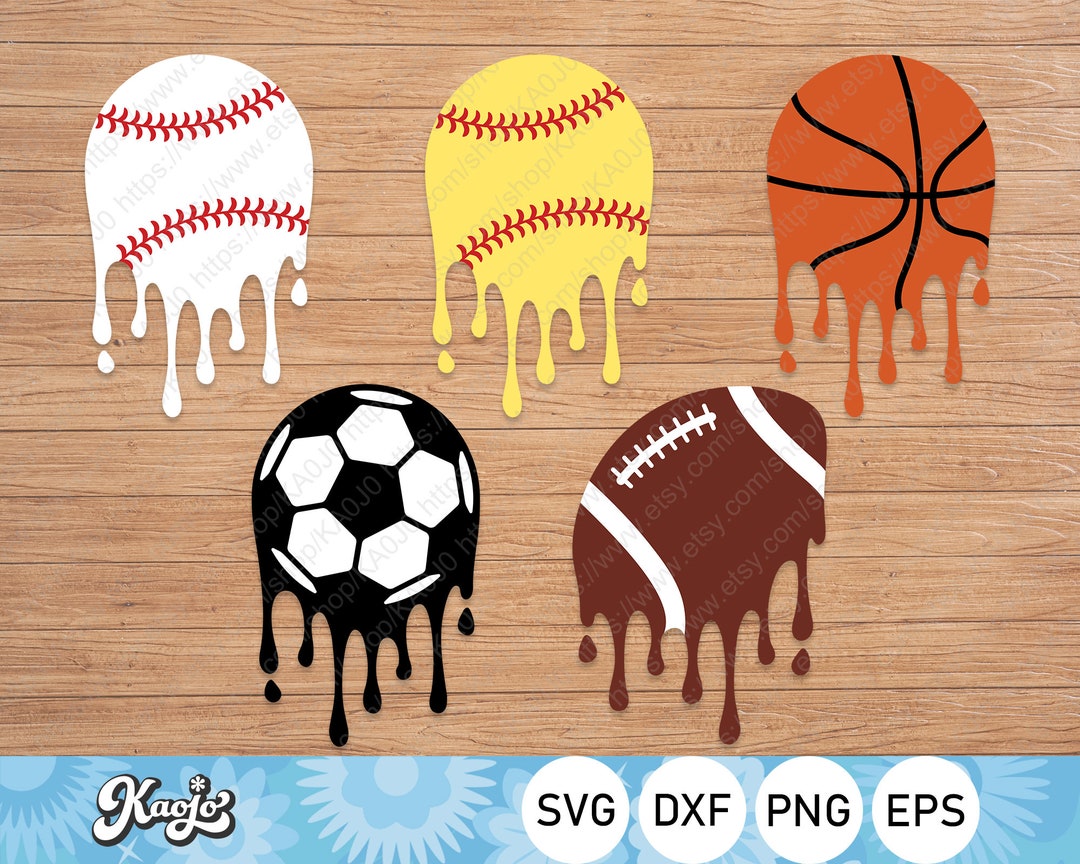 Dripping Sport Balls Bundle Svg, Baseball and Softball Drips Svg