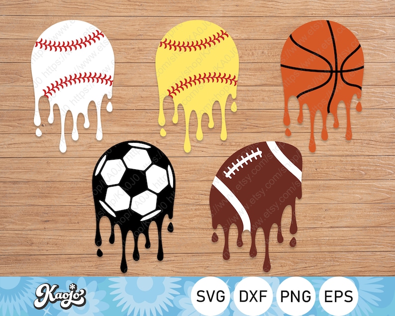 Dripping Sport Balls Bundle Svg Baseball and Softball Drips Etsy