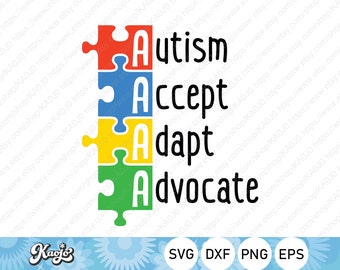 Autisme Accepteren Adapt Advocate SVG, Autism Awareness SVG, Geestelijke Gezondheid svg, Autisme svg, Instant Download, Svg Bestanden Voor Cricut, Silhouet