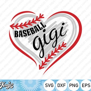 Baseball Gigi SVG, Dzień Matki SVG, Koszulka Babci Baseball, Serce Baseball Gigi SVG, Natychmiastowe pobieranie, Pliki SVG dla Cricut, Sylwetka