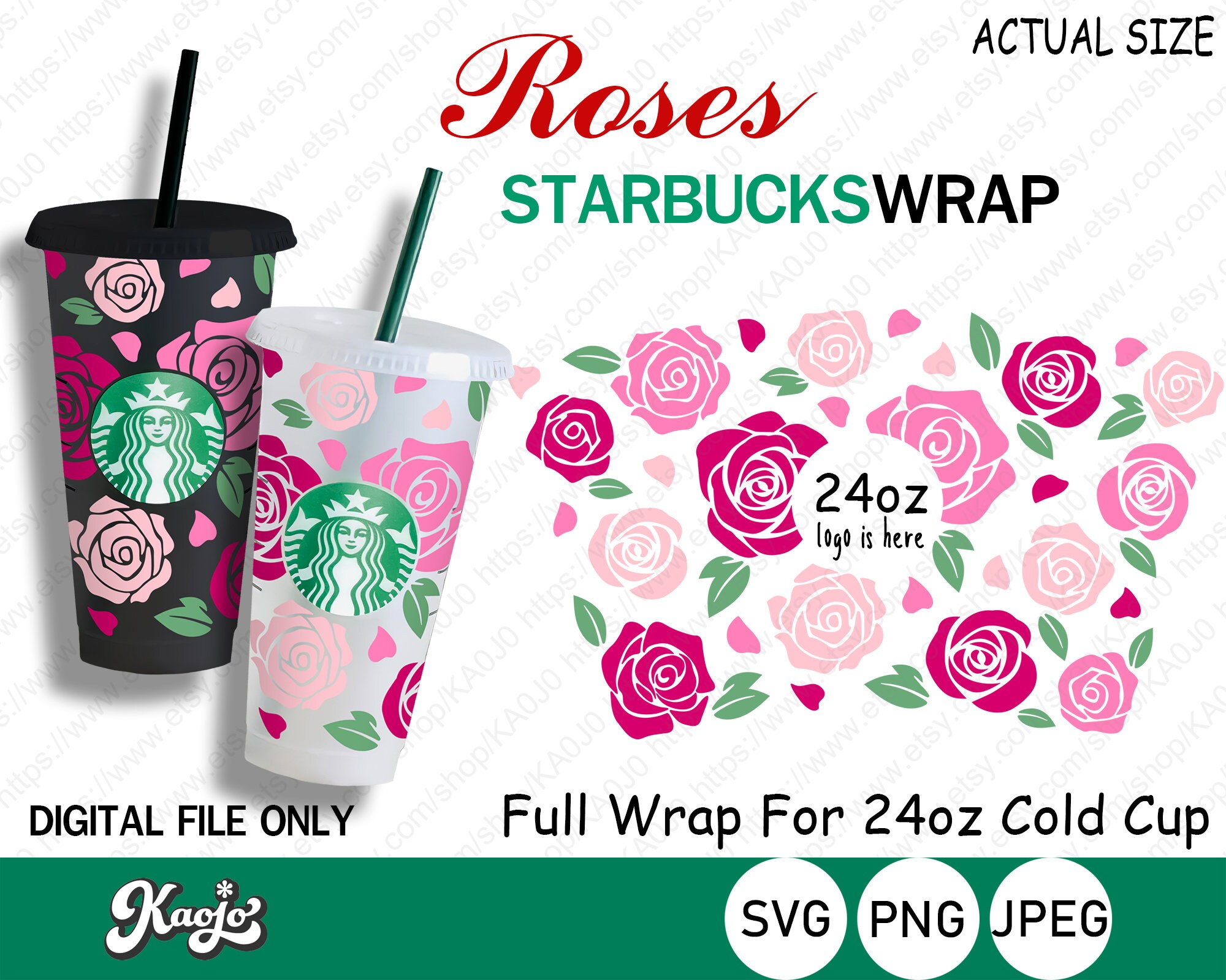 thumbnail image 2 of SVG File For Cricut Starbucks SVG Rose Wrap SVG Digital Download. Valentines Day Gift Starbucks 2 of 14