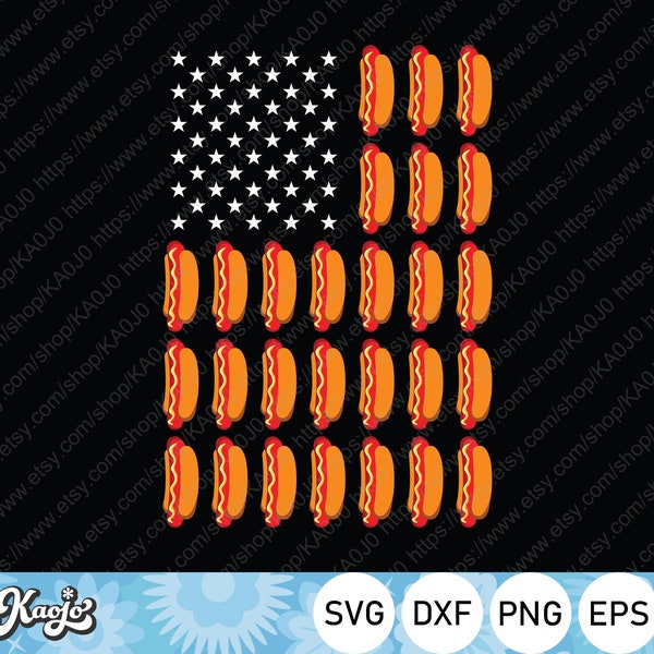 Hotdog American Flag Svg, Patriotic 4th Of July Svg, Street Food Party Svg, 4th of july grilling Svg, Instant Download, Svg Files For Cricut