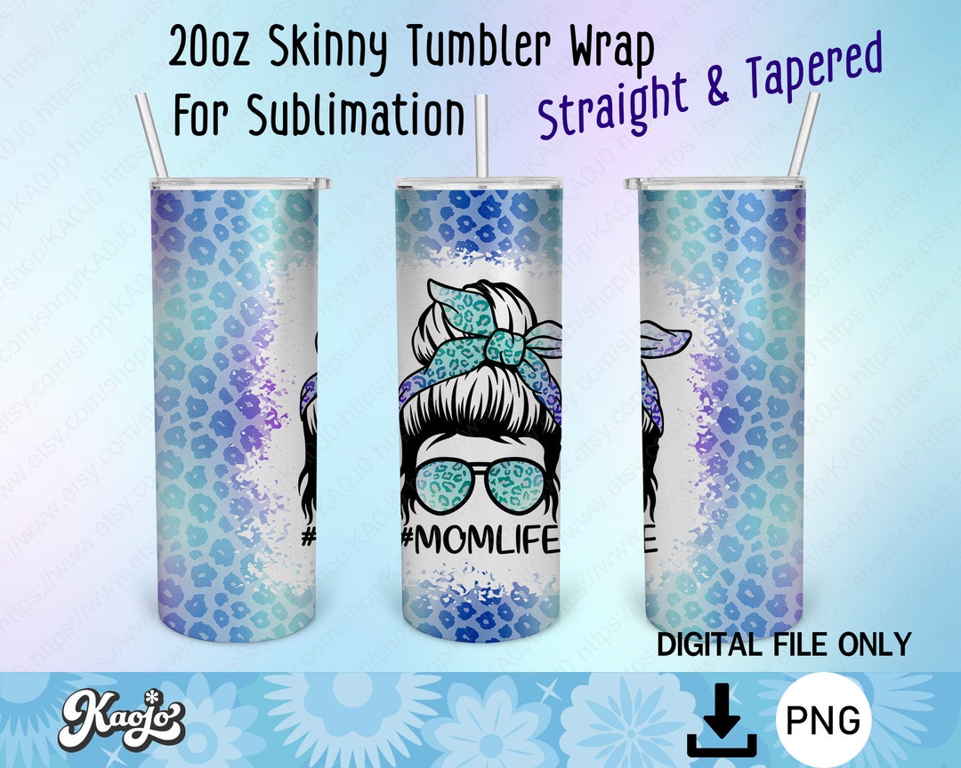 Iridescent Leopard Mama Sublimation Png, Messy Bun Mom Life Tumbler Png ...