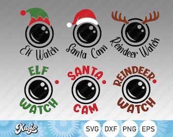 Santa Cam Bundle Svg, Elf Watch Svg, Reindeer Watch Svg, Christmas Ornament Bundle Svg, Instant Download, Svg Files For Cricut, Silhouette