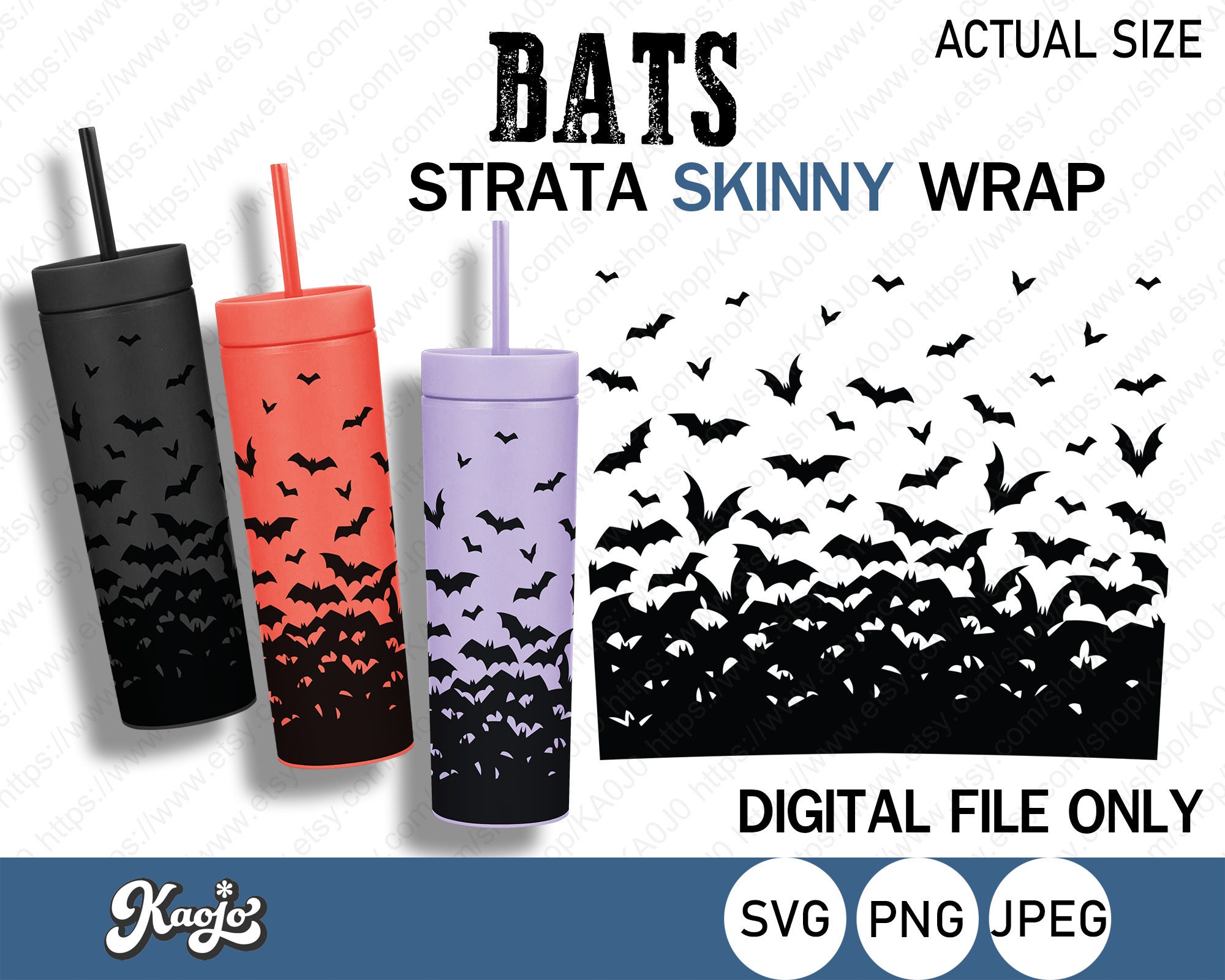 Full Wrap Strata Bats SVG Vampire Bats Halloween Strata Cup Etsy España