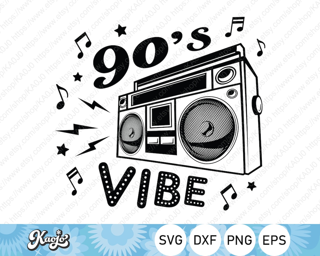 90's Vibe Svg, 90's Party Svg, Retro Music Lover Svg, Retro Aesthetic