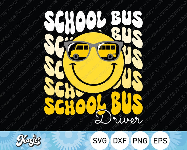 One Happy School Bus Driver Svg, First Day of School Svg, Retro Groovy ...