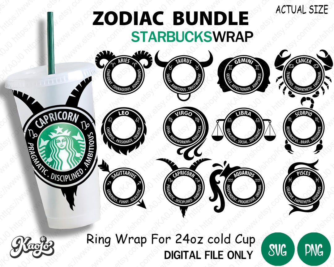 Dottie Digitals - Capricorn Starbucks Cold Cup SVG PNG DXF Goat Zodiac Star  Sign Cutting File 24oz Venti Cup Instant Digital Constellations Astrology