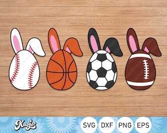 Easter Sports Bundle Svg, Sport Ball  Easter Egg Svg, Funny Bunny Ears Egg Svg Instant Download, svg, dxf, png, eps file, Printing, Cricut