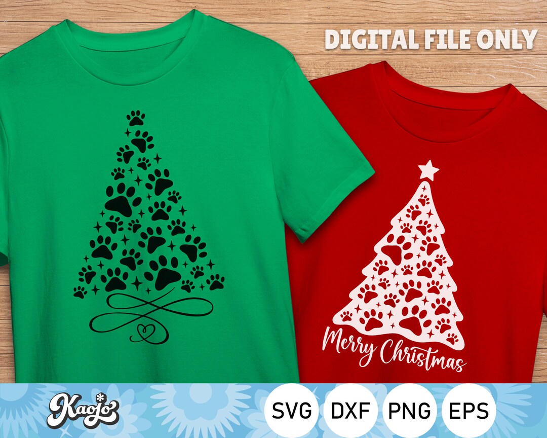 Paw Tree Svg Christmas Tree With Paws Svg Dog Paw Print Tree Etsy