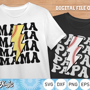 Baseball Softball Lightning Bolt Bundle svg, personalisierte Familie Passende svg, Groovy Sport Mama svg, Instant Download, svg-Dateien für Cricut