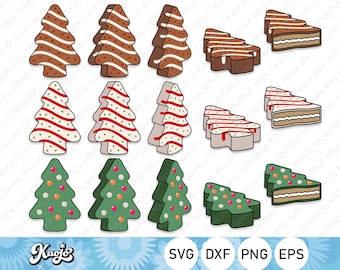 Christmas Tree Cake Svg Bundle, Little Debbie Christmas Snack Cakes Svg, Winter Holiday Snack Svg, Instant Download, svg Files For Cricut