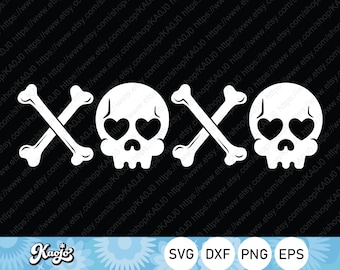 XOXO Svg, Valentines Skull Svg, Skull Hearts Svg, XOXO Skull Svg, Spooky Valentines Day Svg, Instant Download, svg Files For Cricut
