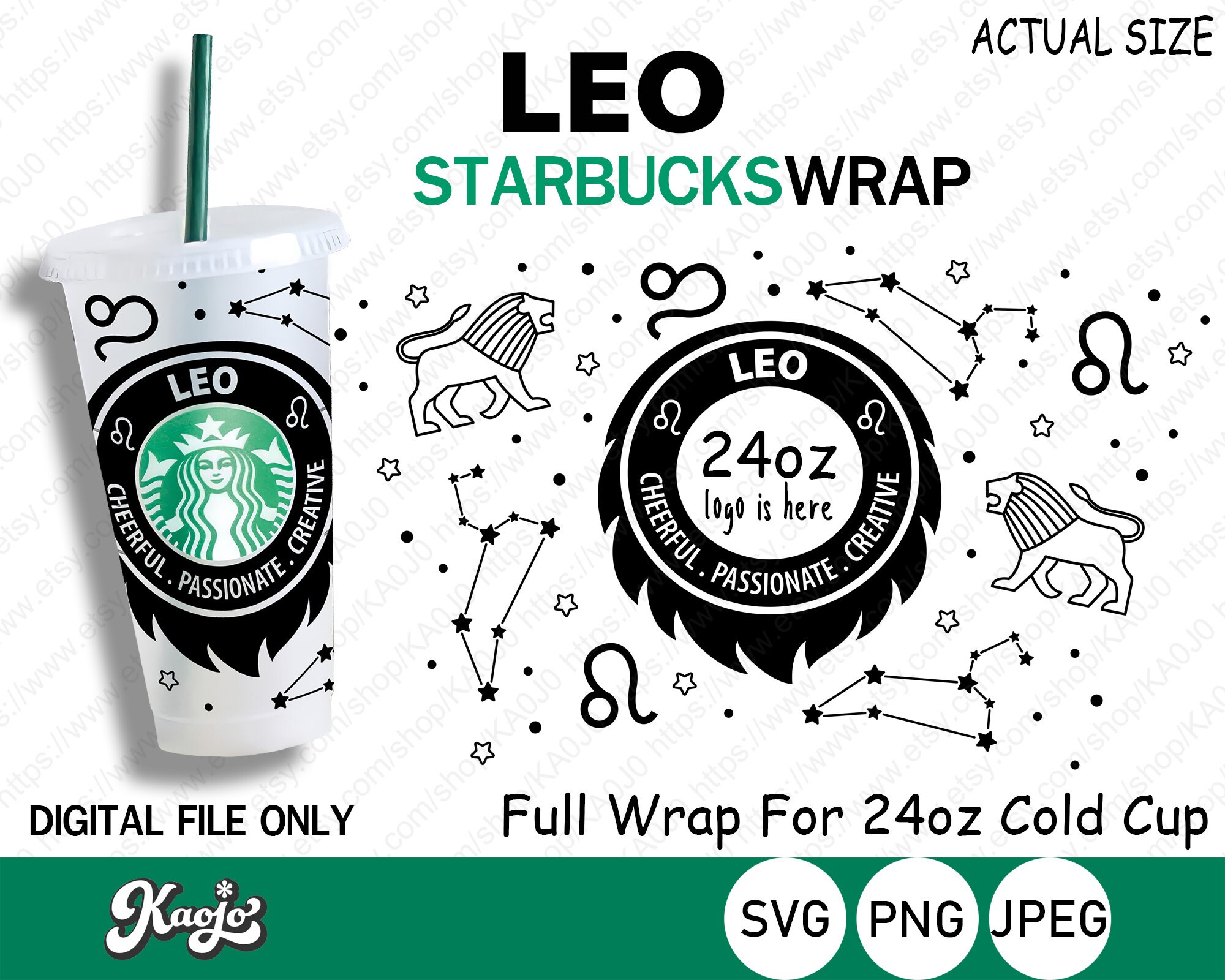 Download Leo Zodiac Starbucks SVG Full Wrap Leo Astrology SVG Leo | Etsy
