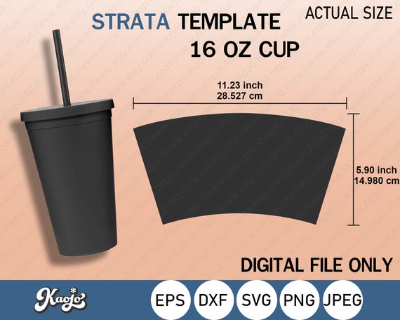 Strata 16 Oz Cup Templates SVG, Strata Tumbler Templates SVG, Instance  Download, Full Wrap Template for Strata 16 Oz Cup 