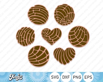 Mexikanska Conchas SVG-paket, Pan Dulce SVG, Cafecito Y Chisme SVG, mexikanskt bröd Svg, omedelbar nedladdning, Svg-filer för Cricut, Silhouette