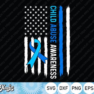 Child Abuse Awareness American Flag Svg, Blue Ribbon Svg, Child Abuse US Flag Svg, Téléchargement instantané, Fichiers Svg Pour Cricut, Silhouette