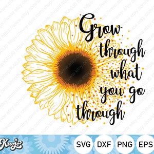 Grow Through What You Go Through SVG, Inspirational Teacher SVG, Sunflower Teacher SVG, Instant Download, svg Files For Cricut, Silhouette