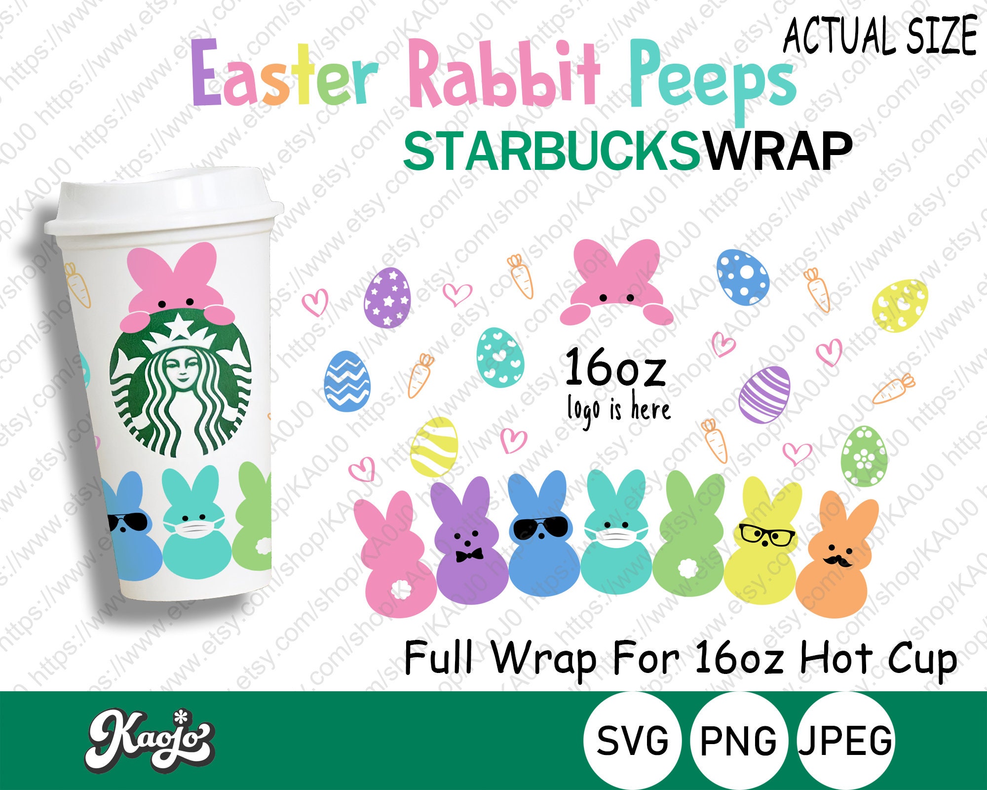 Happy Easter Starbucks Cup SVG Full Wrap Easter Rabbit Peeps Etsy