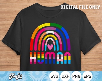 LGBTQ Rainbow Pride Svg, LGBT Human Right Equality Svg, Proud Ally Rainbow Flag Svg, Instant Download, Svg Files For Cricut, Silhouette
