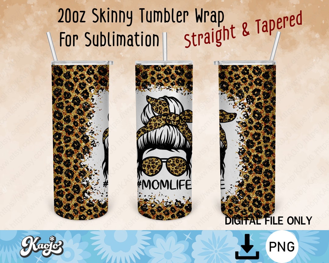 Glitter Leopard Mama Sublimation Png, Messy Bun Mom Life Tumbler Png ...