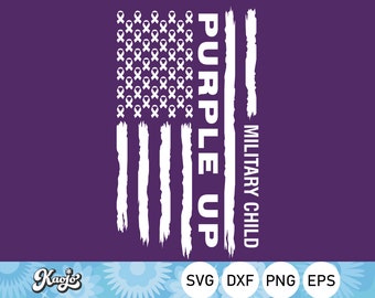 Purple Up Military Child SVG, Military Child American Flag SVG, Month Of The Military Child SVG, Instant Download, Svg Files For Cricut