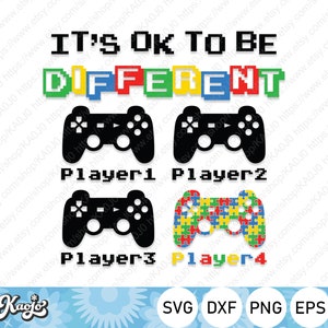 It's Ok To Be Different Svg, Autism Awareness Gamer Svg, Autism Game Controller Svg Instant Download, Svg Files For Cricut, Silhouette
