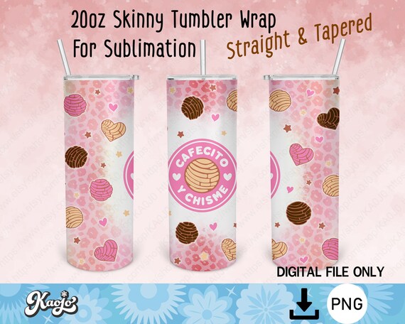 Cafecito Y Chisme Sublimation Png, Concha Pan Dulce Tumbler Png, PNG Instant Download, SEAMLESS 20 oz Skinny Tumbler Sublimation Design