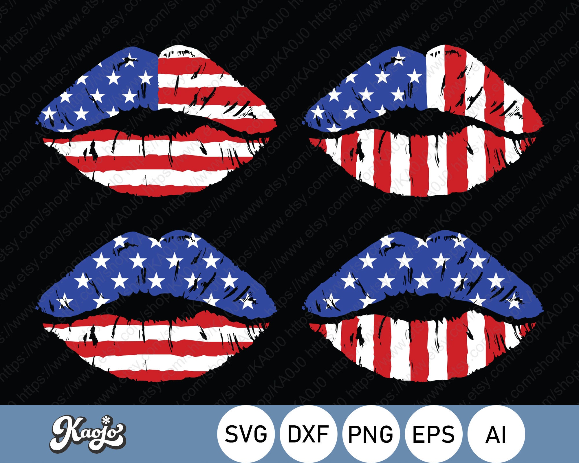 Download American Flag Lips Kiss SVG 4th of July Lips SVG ...