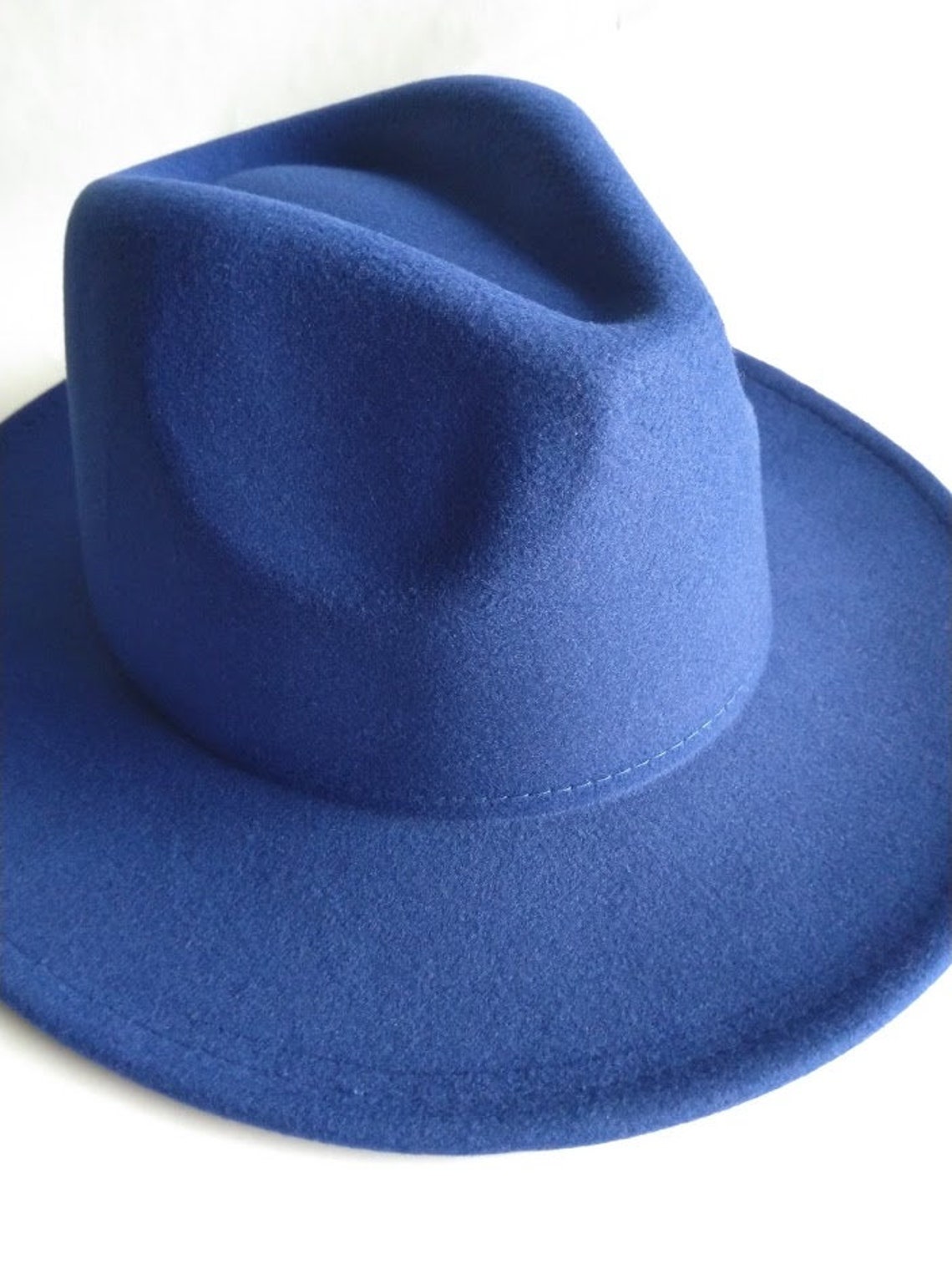 Solid Blue Brim Fedora Hat Fedora fedora hat for woman Hat Etsy